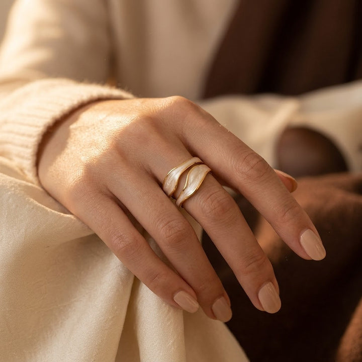 Sculpturale ring in zilver en goud