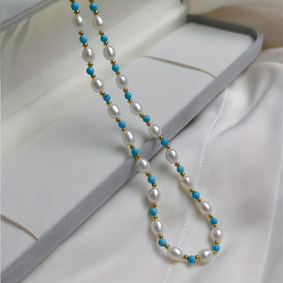 Parel &amp; Turkoois Kralenketting