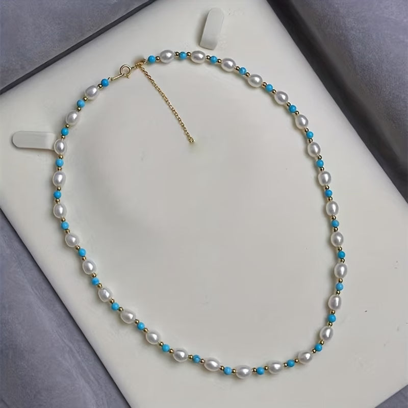 Parel &amp; Turkoois Kralenketting