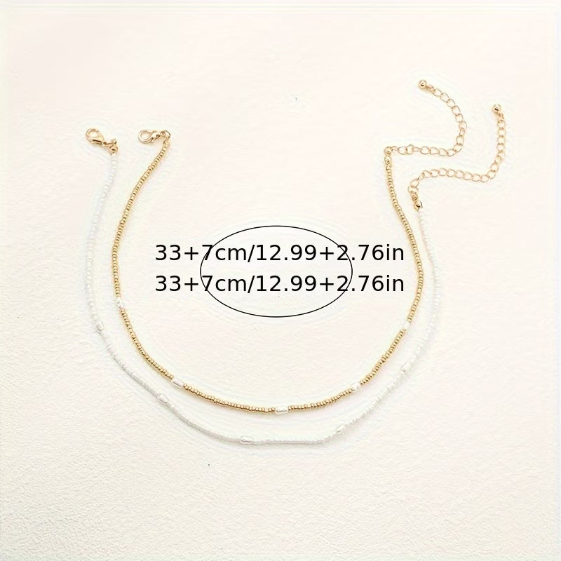 Gelaagde Gouden Parelketting Set
