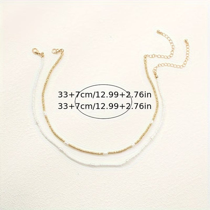 Gelaagde Gouden Parelketting Set