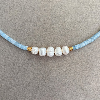 Aquamarijn Parelketting