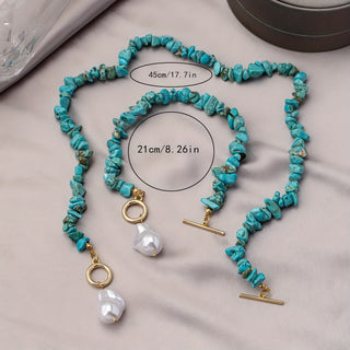 Turkoois Parel Ketting &amp; Armband Set