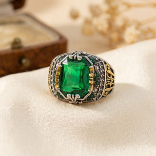Zilveren vintage ring met smaragd