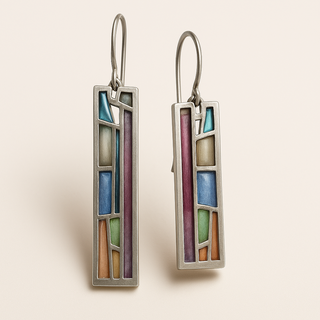 Mozaic Silber Vintage-Ohrringe
