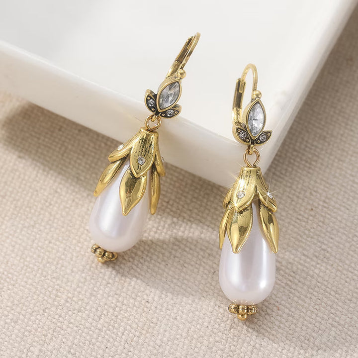 Vintage Botanische Parel Oorbellen