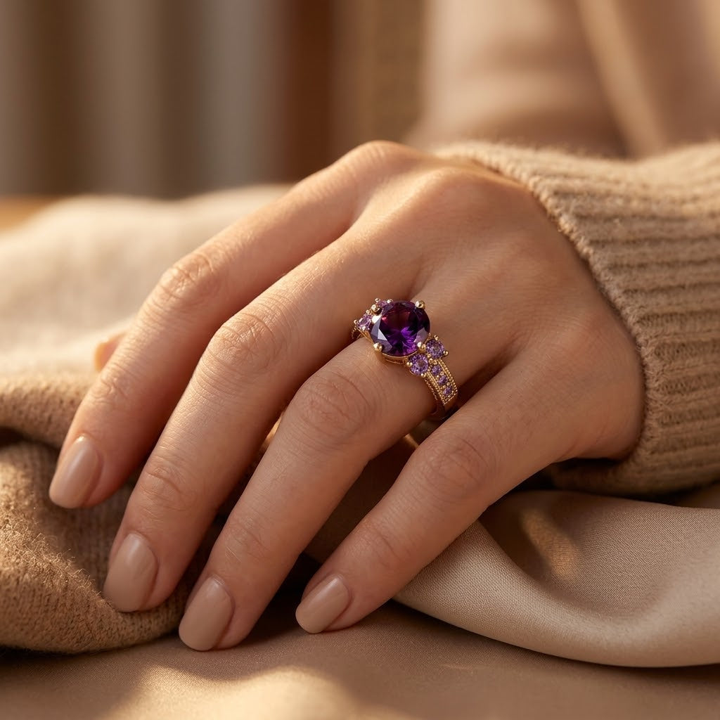Gouden ring met amethist als accent