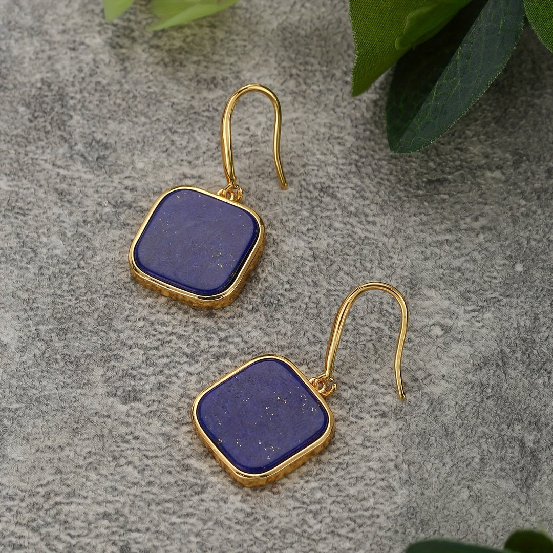 Bohemian quadratische Lapis Lazuli Ohrringe