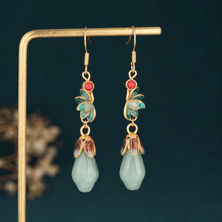 Himmlische Jade-Blumenohrringe