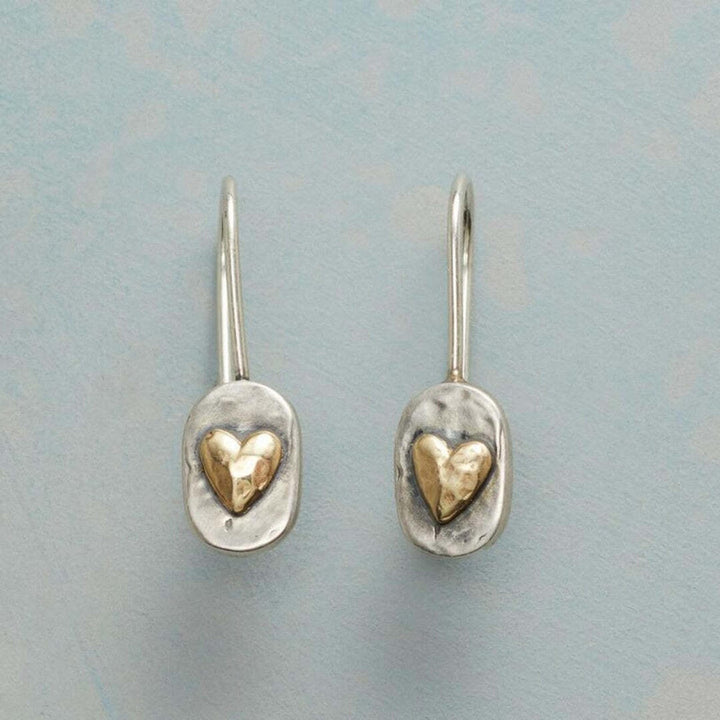 Ohrringe Herz-Intarsie Silber-Gold