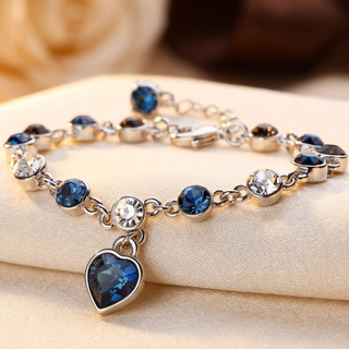 Zilveren armband met saffieren hart