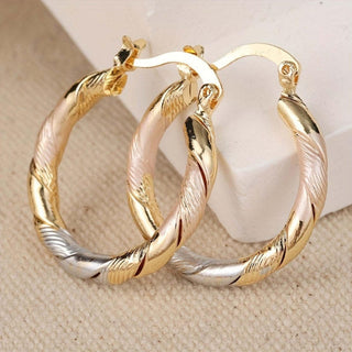 Vintage runde Hoops-Ohrringe in Gold, Silber und Rosé