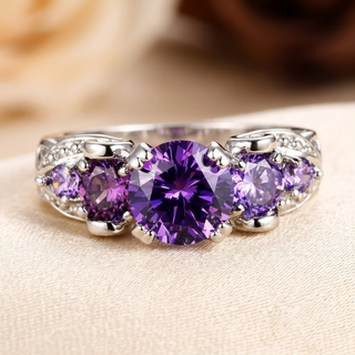 Zilveren vintage ring met amethist