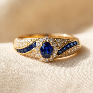 Gouden ring met saffier in de band