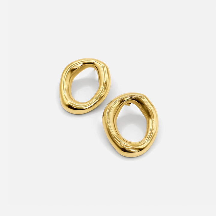 Elegante geschwungene offene ovale Ohrringe aus Gold