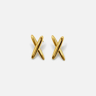 Moderne goldene X-förmige Ohrringe