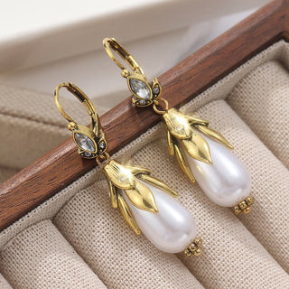 Vintage Botanische Parel Oorbellen