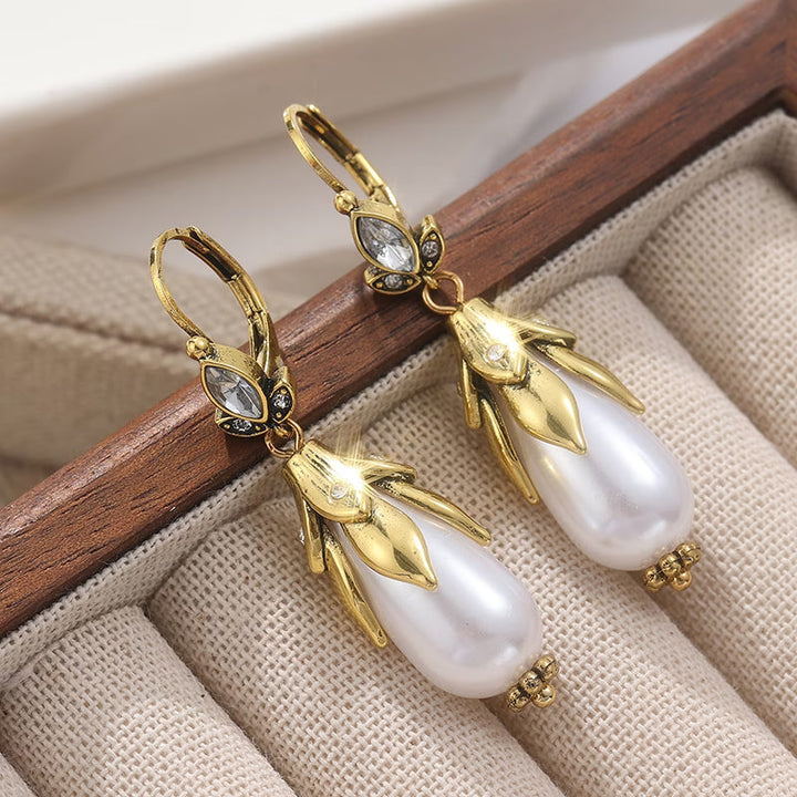 Vintage Botanische Parel Oorbellen