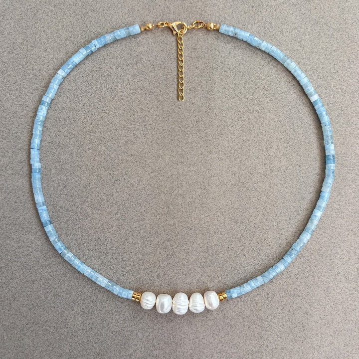 Aquamarijn Parelketting