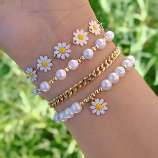 Parel Madelief Stapelarmbanden Set van 4