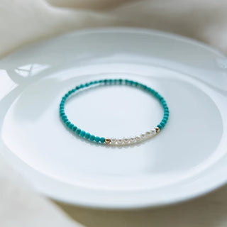 Subtiele Parel Turkoois Armband