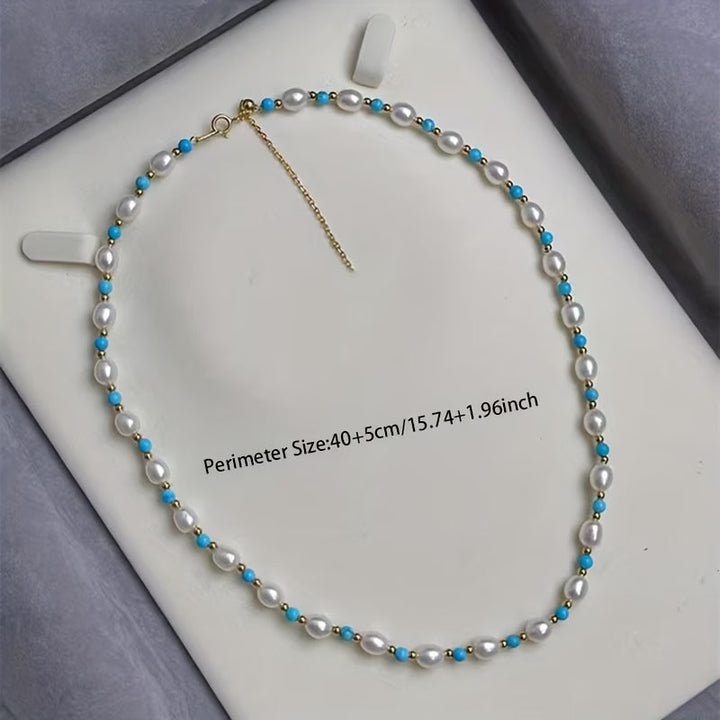 Parel &amp; Turkoois Kralenketting