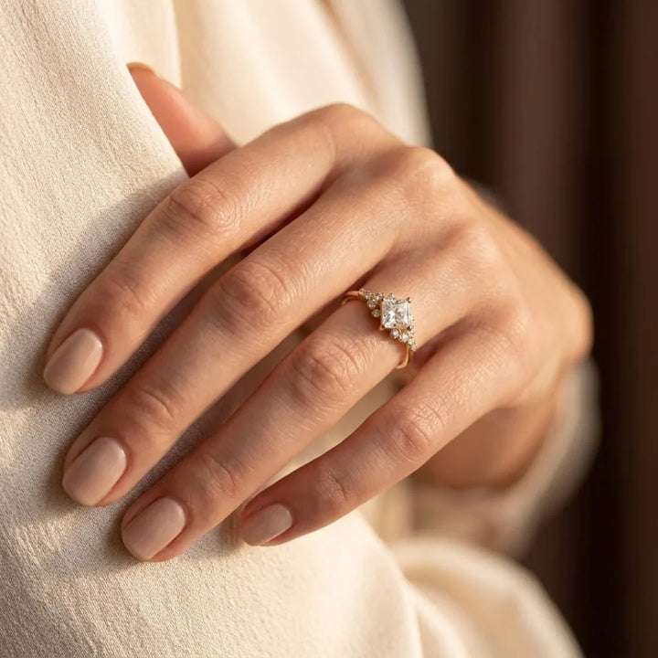 Gouden ring met vierkante steen