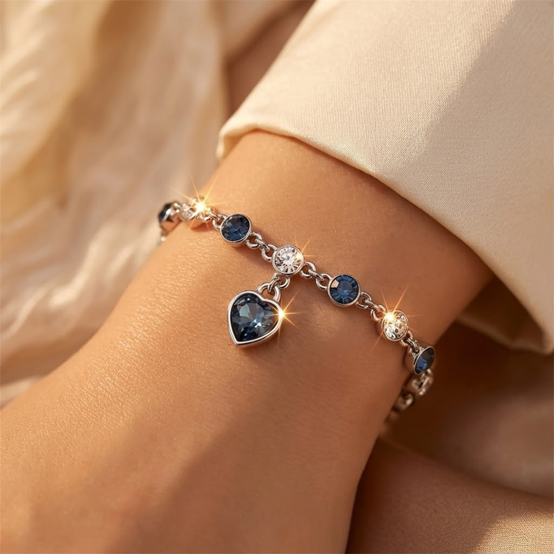 Zilveren armband met saffieren hart