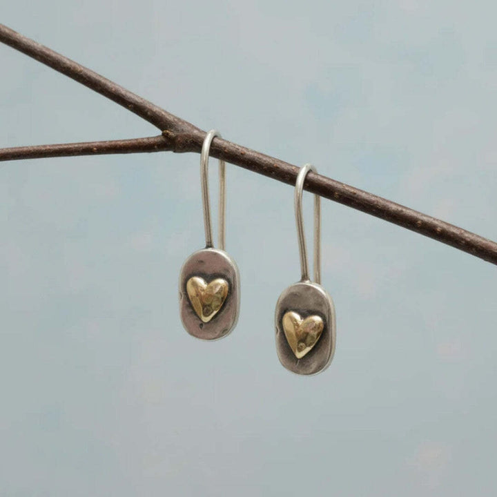 Ohrringe Herz-Intarsie Silber-Gold