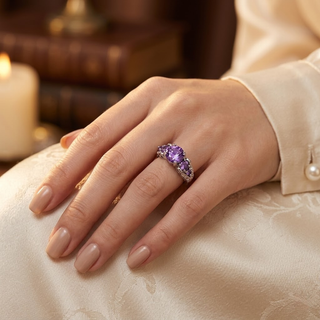 Zilveren vintage ring met amethist
