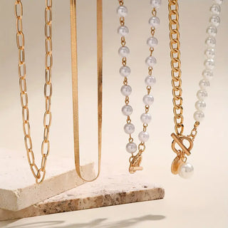 Moderne Gelaagde Parelketting Set