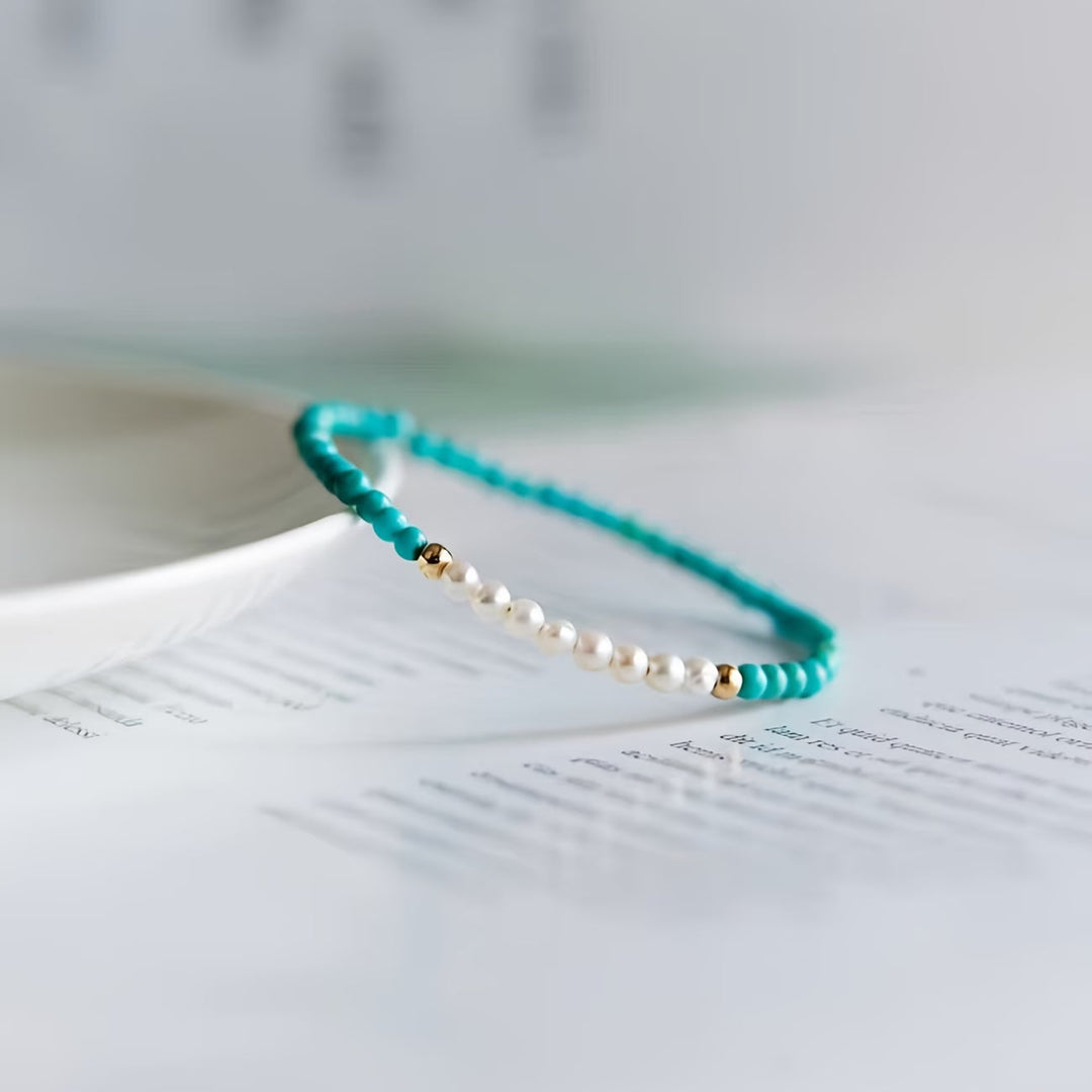 Subtiele Parel Turkoois Armband