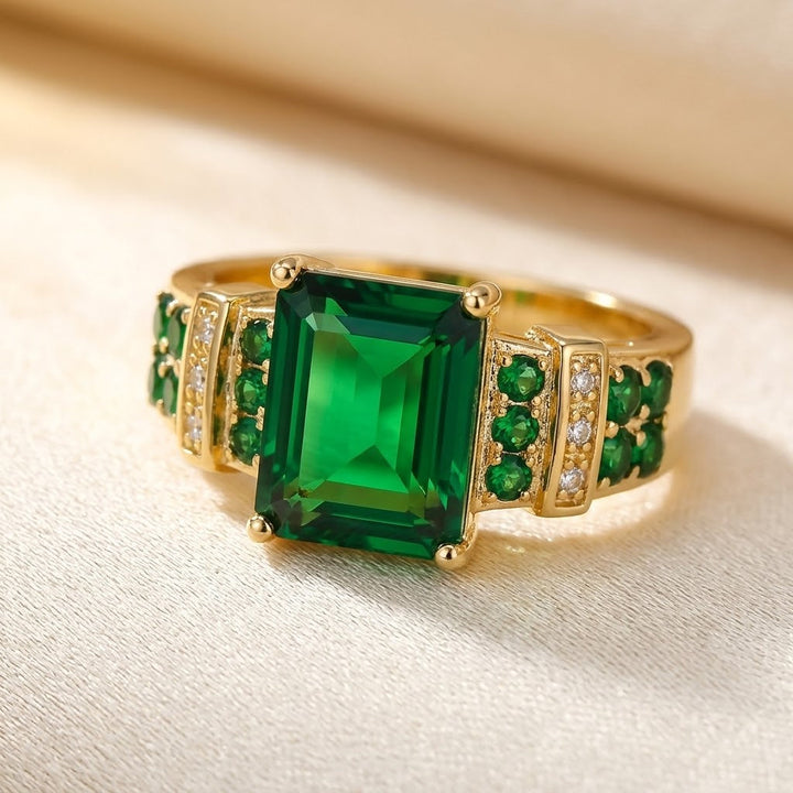 Gouden ring met meerdere smaragden