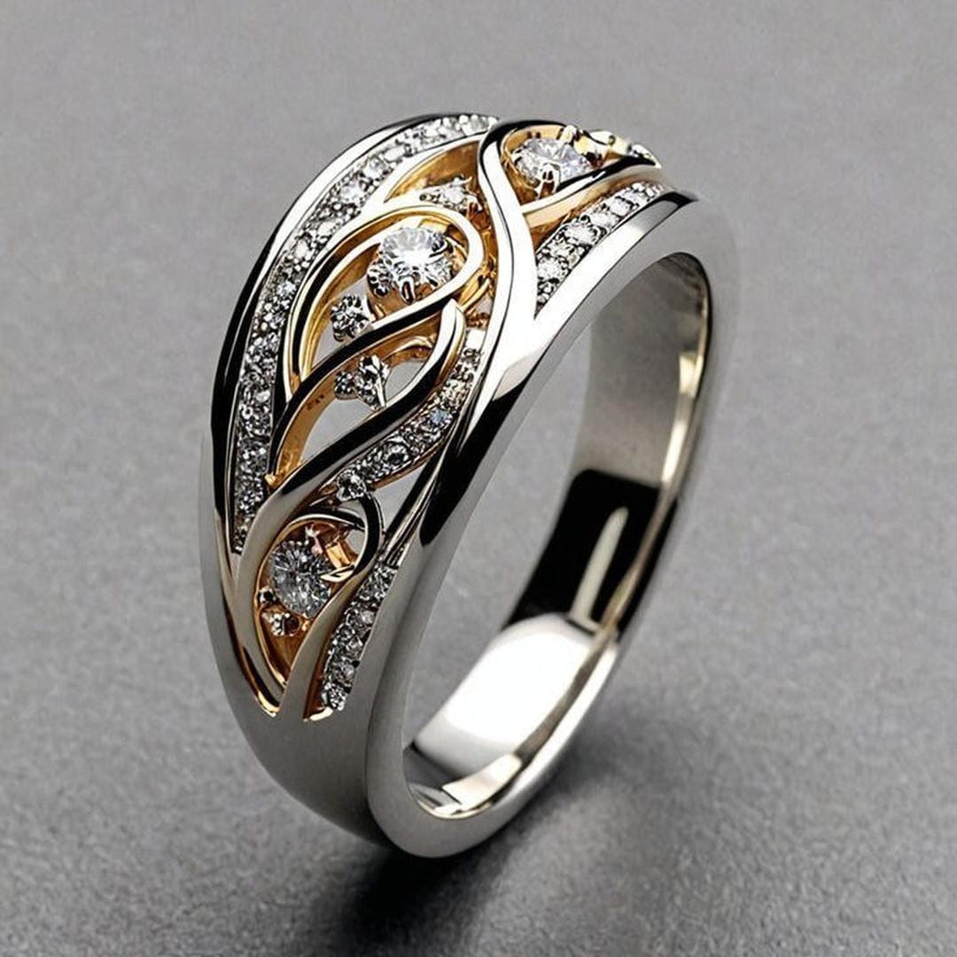 Skulpturaler Gold-Silber-Ring