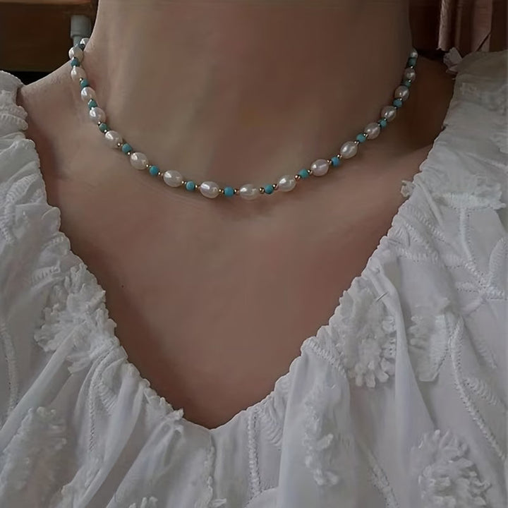 Parel &amp; Turkoois Kralenketting