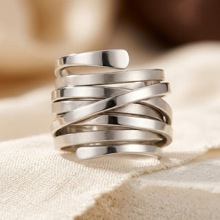 Zilveren ring met meerdere banden