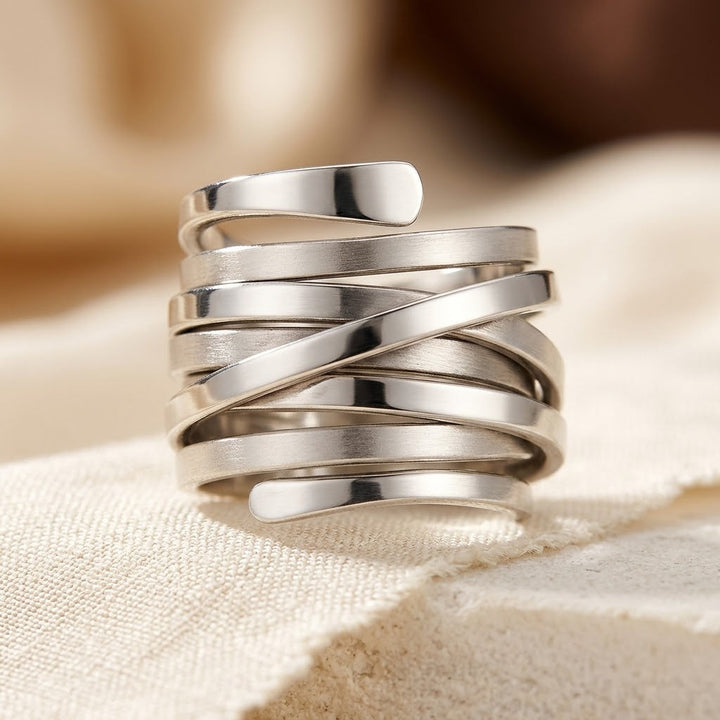 Zilveren ring met meerdere banden