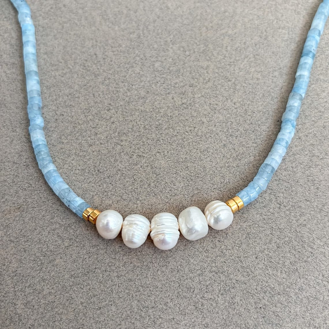 Aquamarijn Parelketting