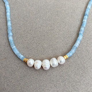 Aquamarijn Parelketting