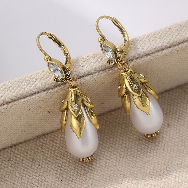 Vintage Botanische Parel Oorbellen