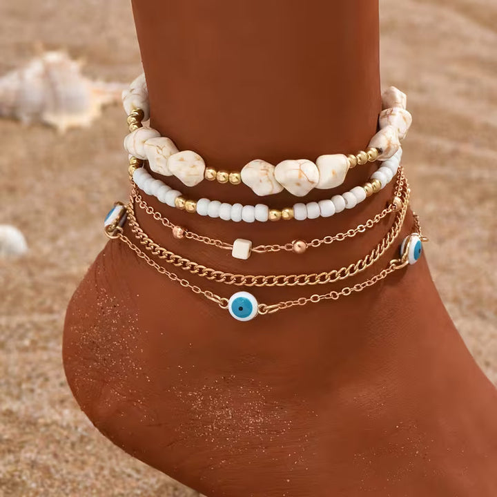 Boho Parel Enkelbandjes Set