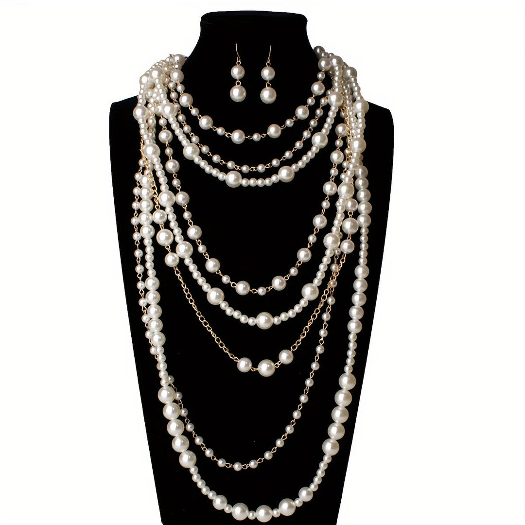 Boho Gelaagde Parel Statement Set