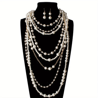Boho Gelaagde Parel Statement Set