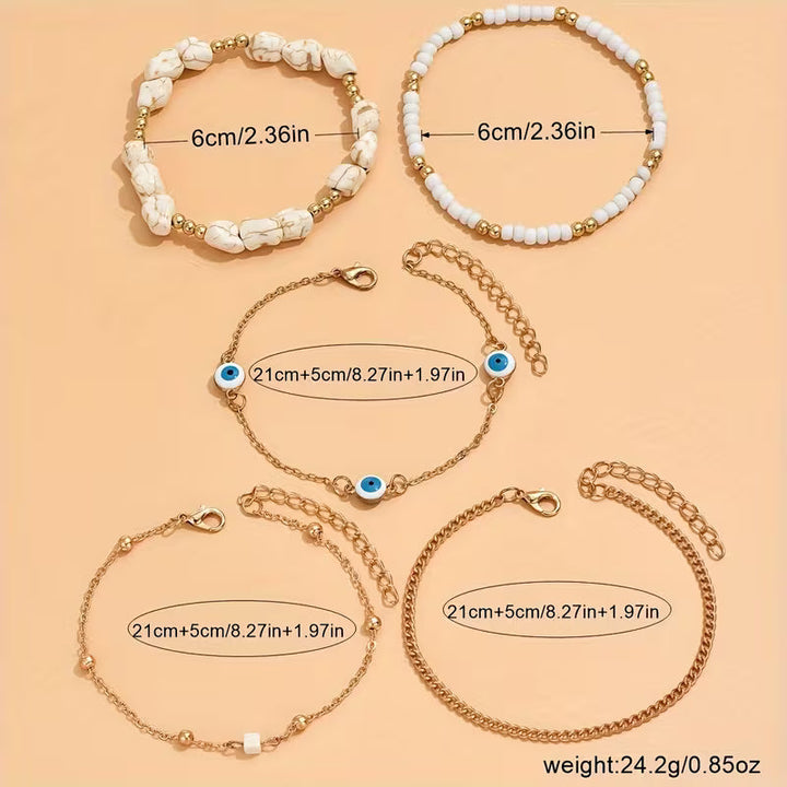 Boho Parel Enkelbandjes Set