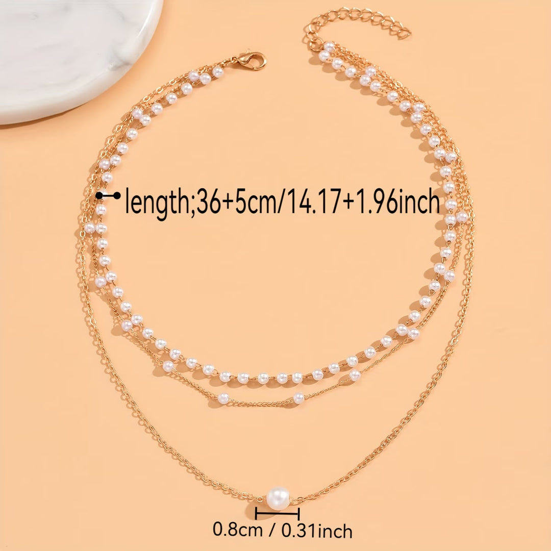 Drievoudige Gelaagde Parelketting Set