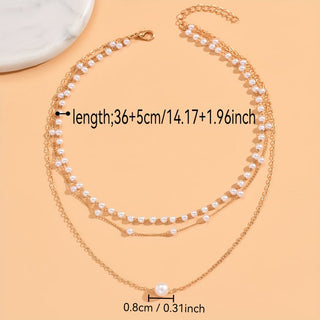 Drievoudige Gelaagde Parelketting Set