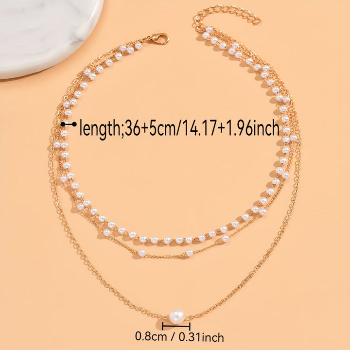 Drievoudige Gelaagde Parelketting Set
