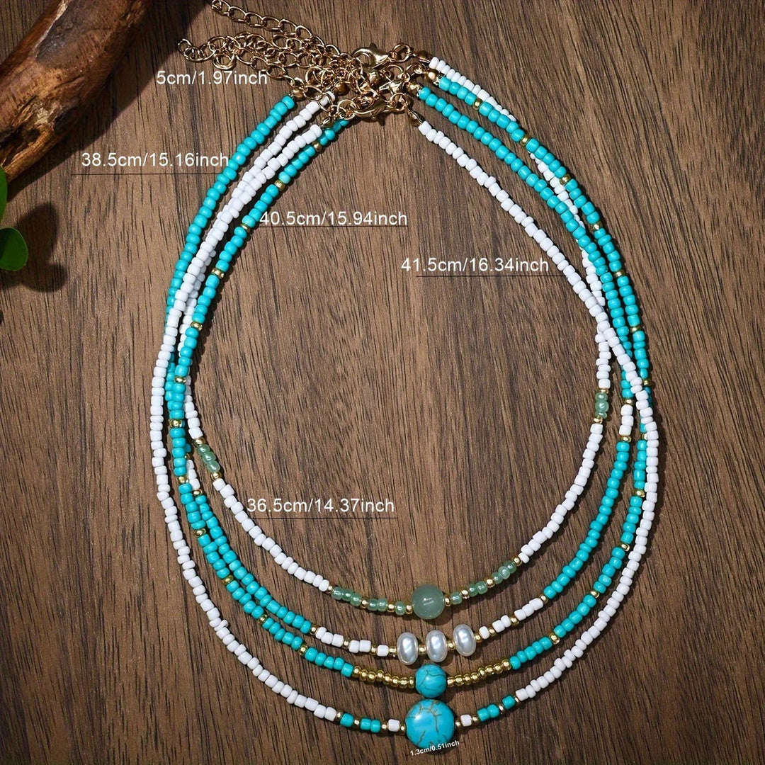 Boho Parel Turkoois Kralenarmbanden Set
