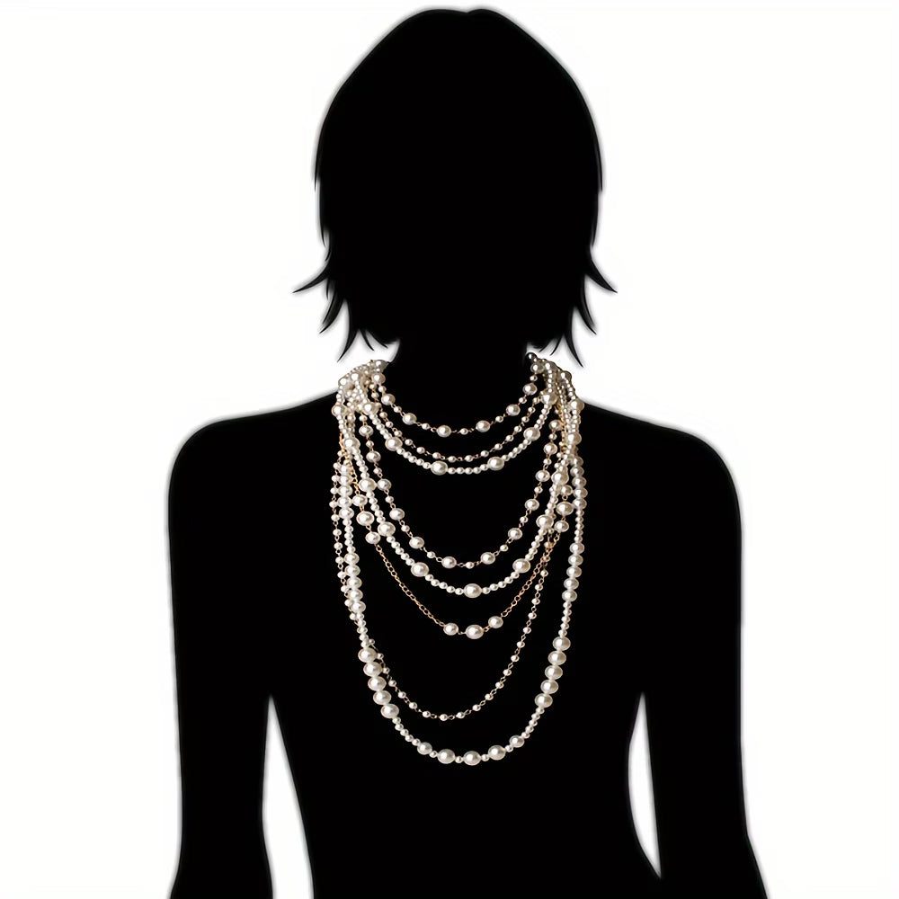 Boho Gelaagde Parel Statement Set