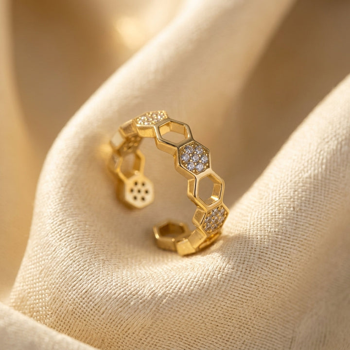 Gouden geometrische open ring